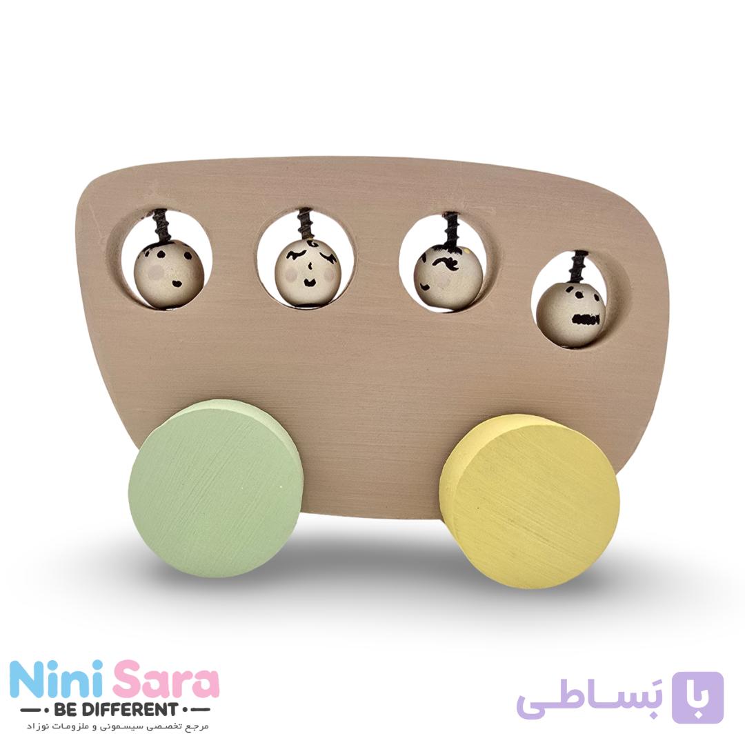 اتوبوس چوبی طرح فرشته مناسب اکسسوری اتاق نوزاد با بهترین کیفیت چوب راش و رنگ اکریلیک