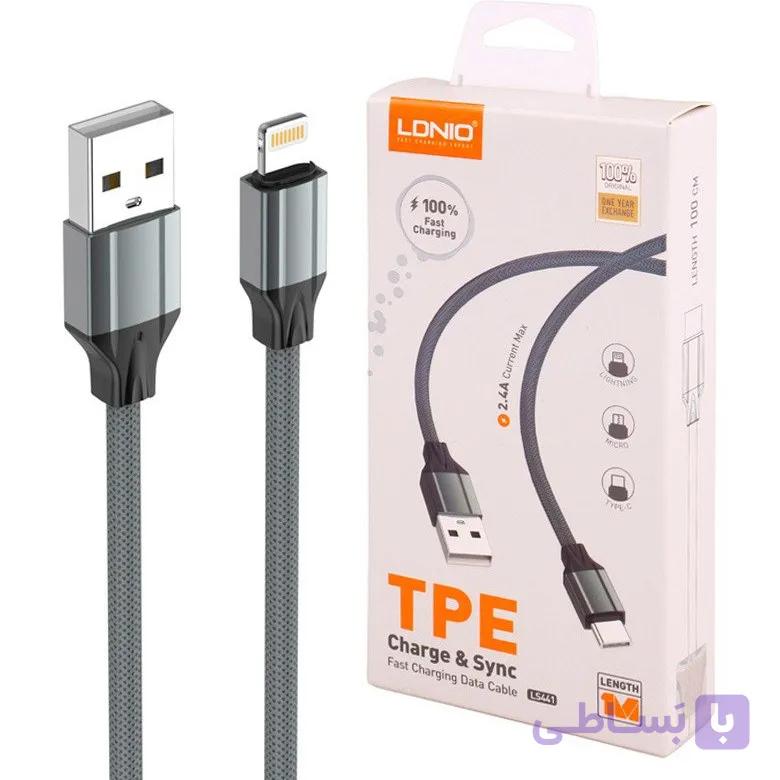 کابل شارژ USB به Lighting الدینیو مدل LS441 طول 1 متر فست شارژ