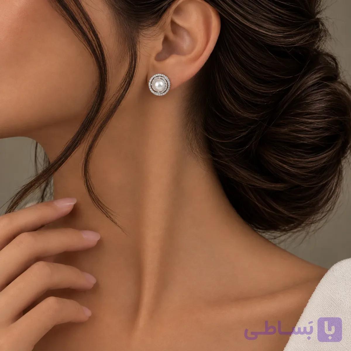 گوشواره مروارید دار دایره ای — تصویر 1