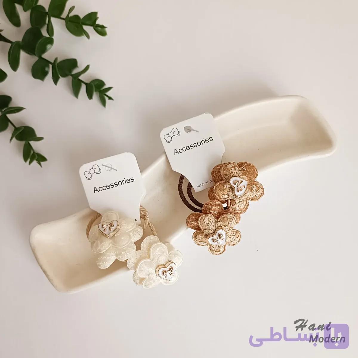 کش مو دخترانه گل با پیکسل قلب — تصویر 1