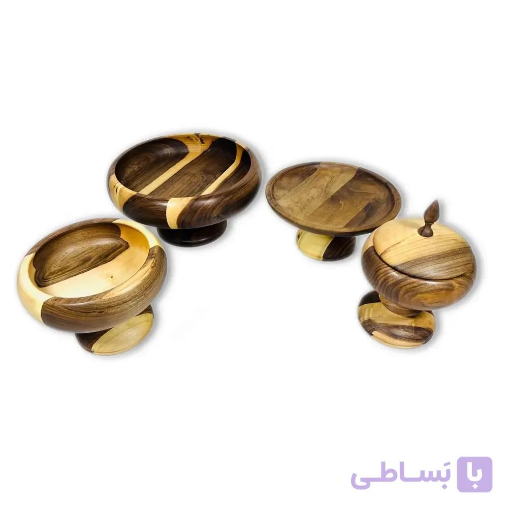 ست چهار پارچه پایه‌دار تمام چوب خمره‌ای — تصویر 1