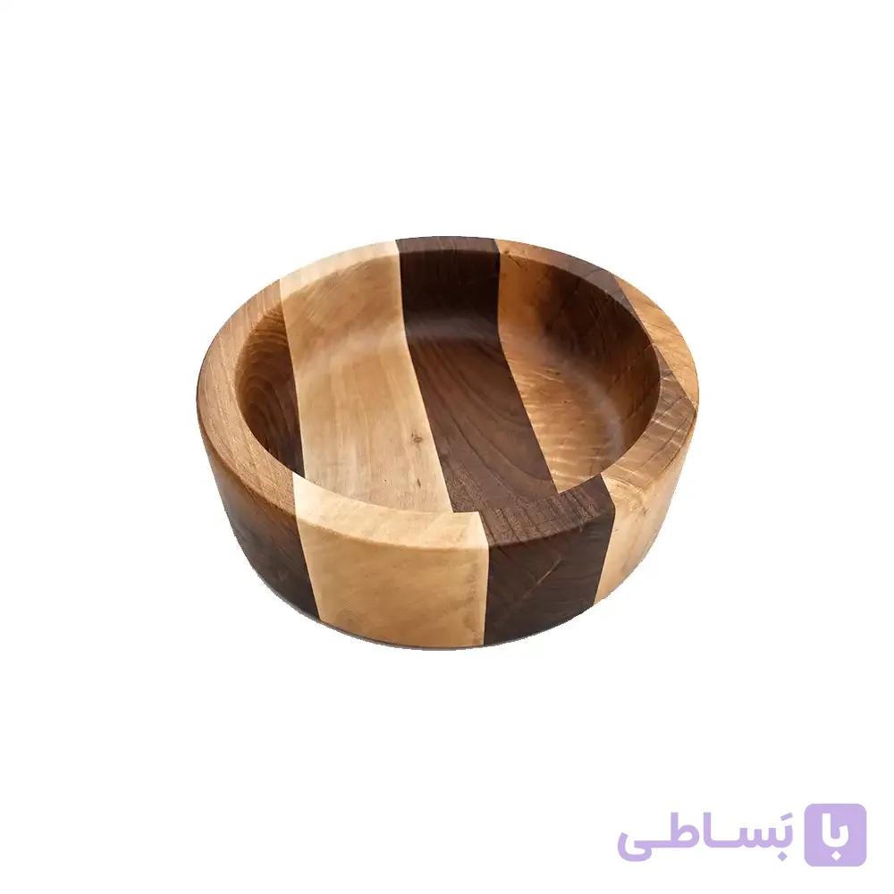 کاسه چوبی دهنه باز بدون پایه 25 سانت — تصویر 1