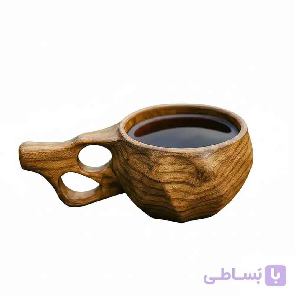 لیوان چوبی کوکسا طرح الماسی — تصویر 1