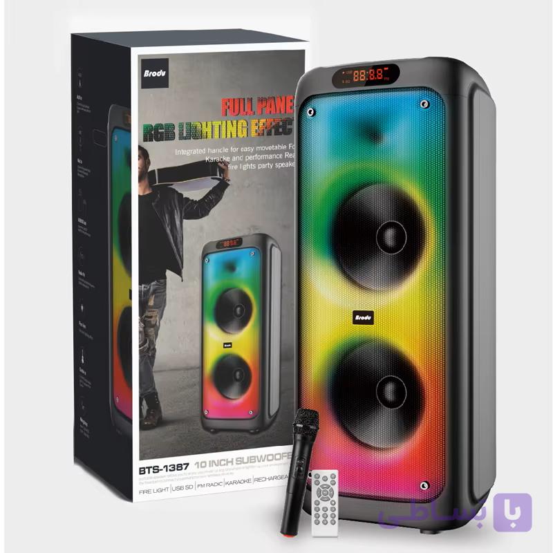 اسپیکر بلوتوثی دبل ساب ووفر 10 اینچ برودو مدل Speaker BTS-1387