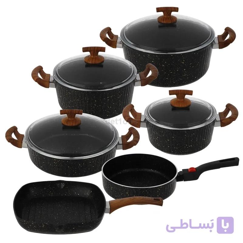 سرویس قابلمه 10 پارچه گرانیتی pmt طرح السا — تصویر 1