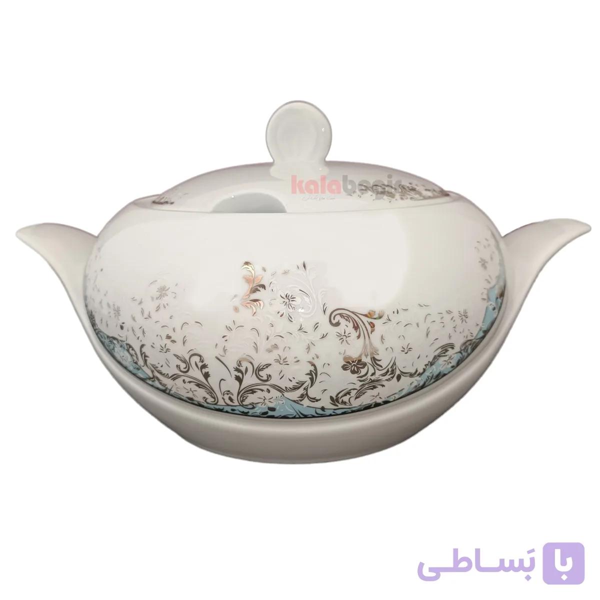 سوپ خوری درب دار چینی توس طرح داستر فیروزه ای — تصویر 1