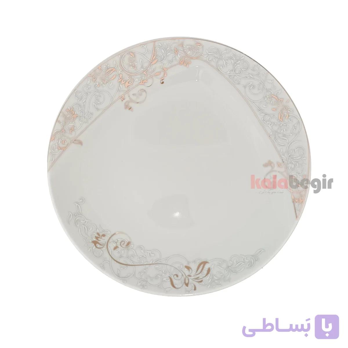 بشقاب پلو خوری 25 چینی توس طرح تاماس خاکستری — تصویر 1