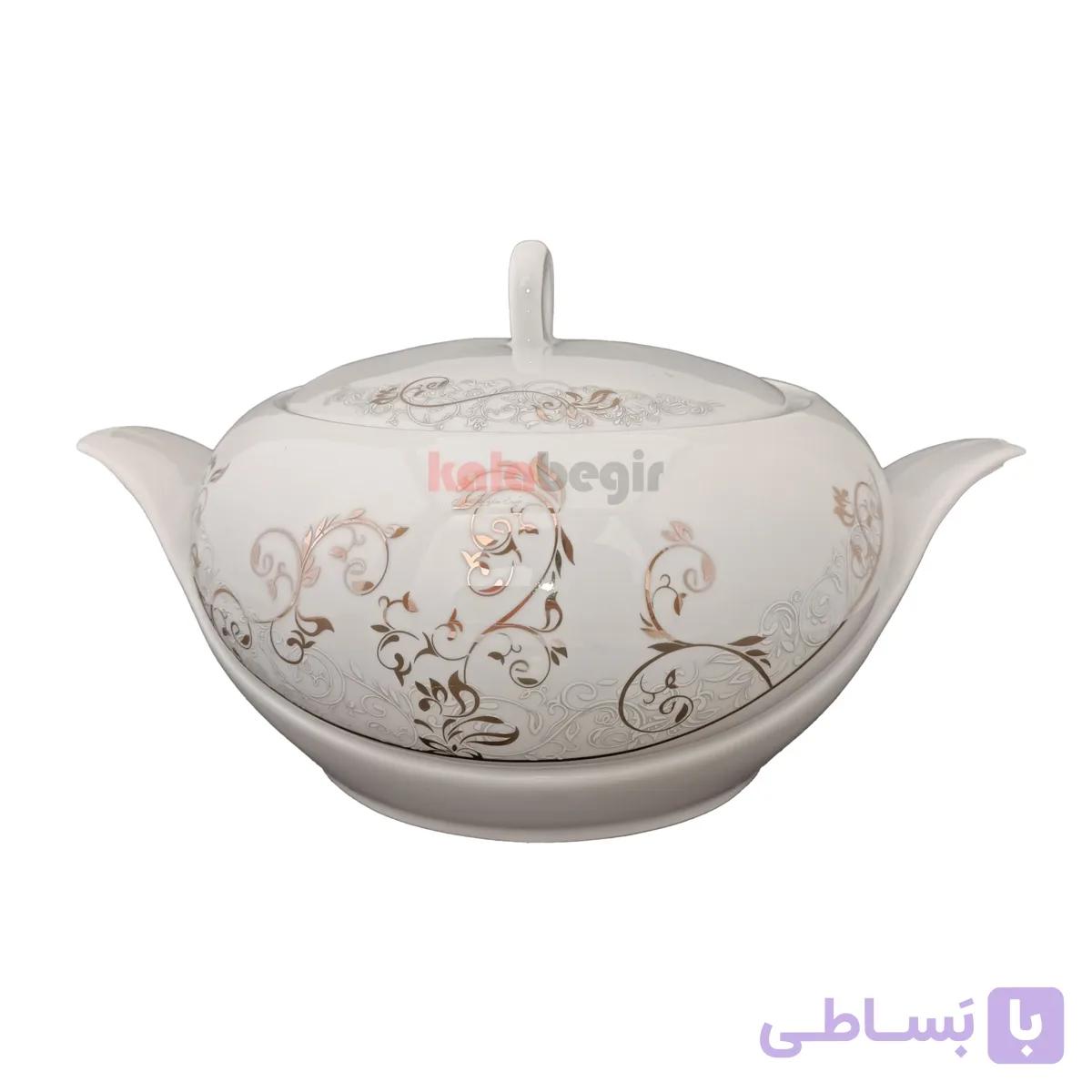 سوپ خوری درب دار چینی توس طرح تاماس خاکستری — تصویر 1