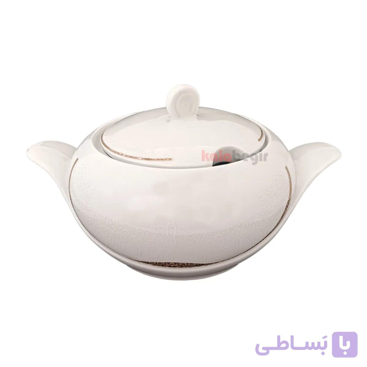 سوپ خوری درب دار چینی توس طرح لیندا طلایی — تصویر 1