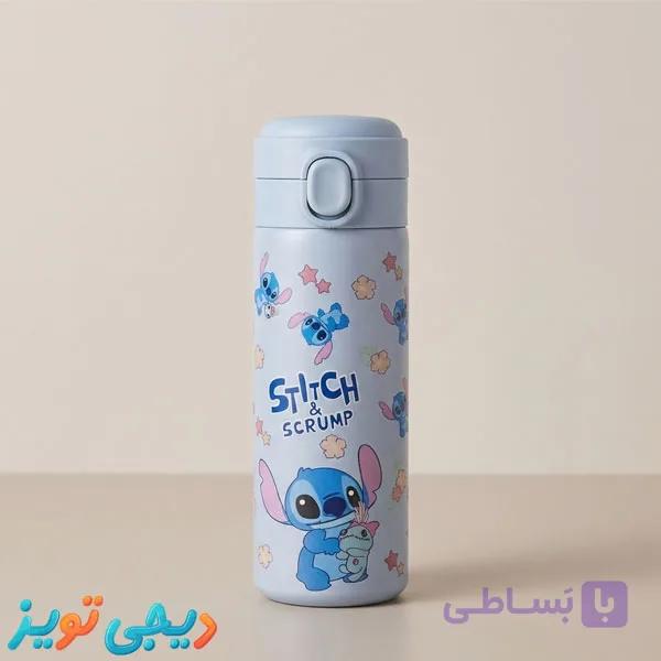 تراول ماگ استیچ آبی طرح عروسک زامبی (Stitch ) | استیل با مخزن دوجداره و درب ضامن‌دار