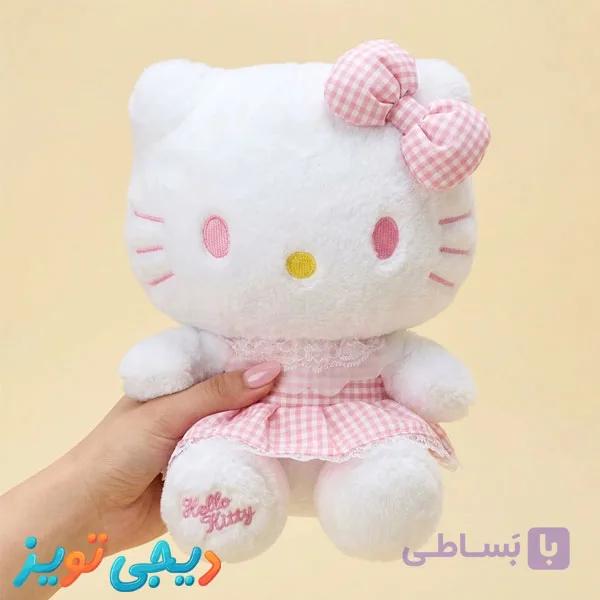 عروسک کیتی اورجینال لباس چهارخانه Hello Kitty