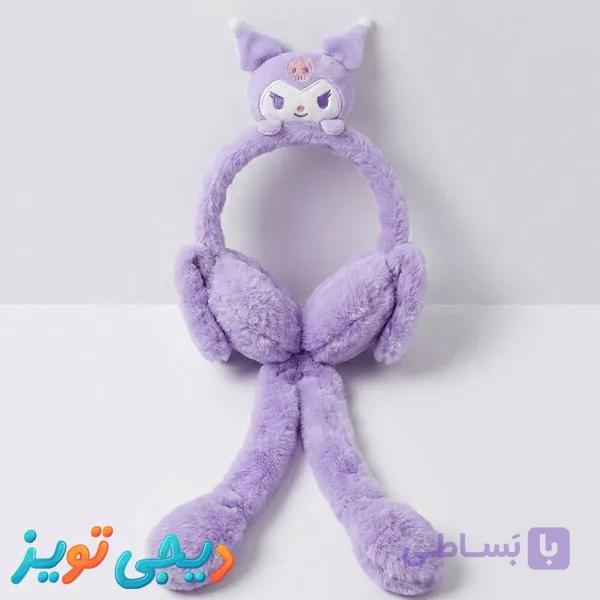 گوش‌گیر پولیشی کرومی (Kuromi) بنفش با بند آویز پمپی
