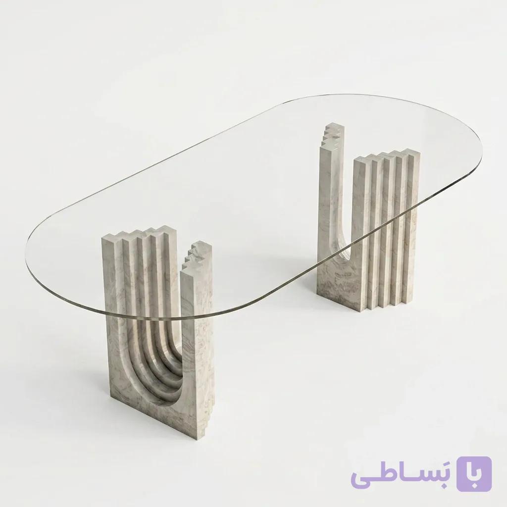 پایه میز سنگی دو تکه طرح پلکانی