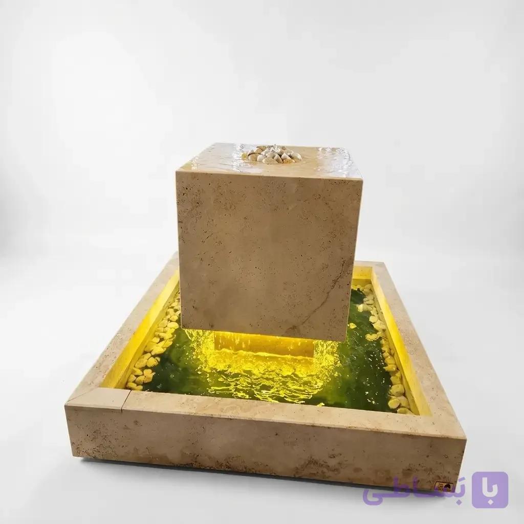 آبنمای سنگی لابی طرح مکعب معلق