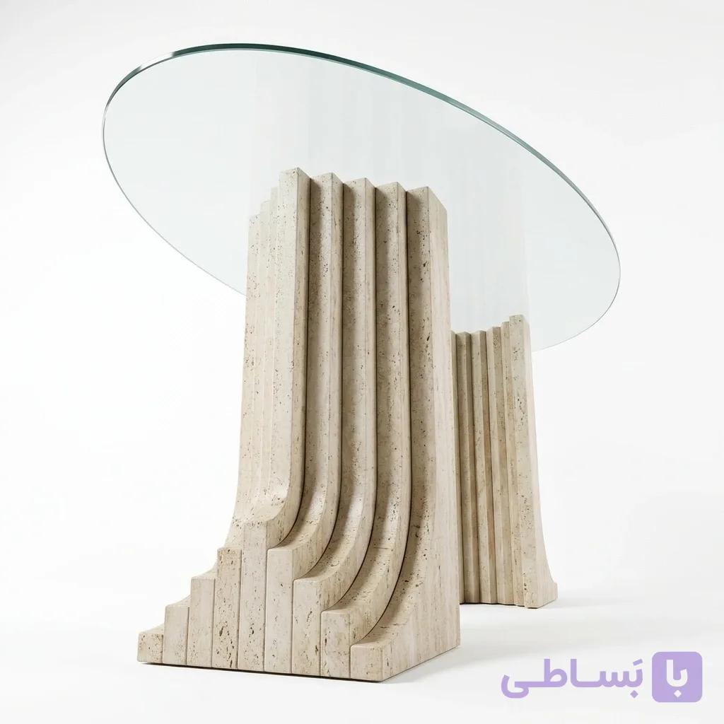 پایه میز سنگی دو تکه هندسی
