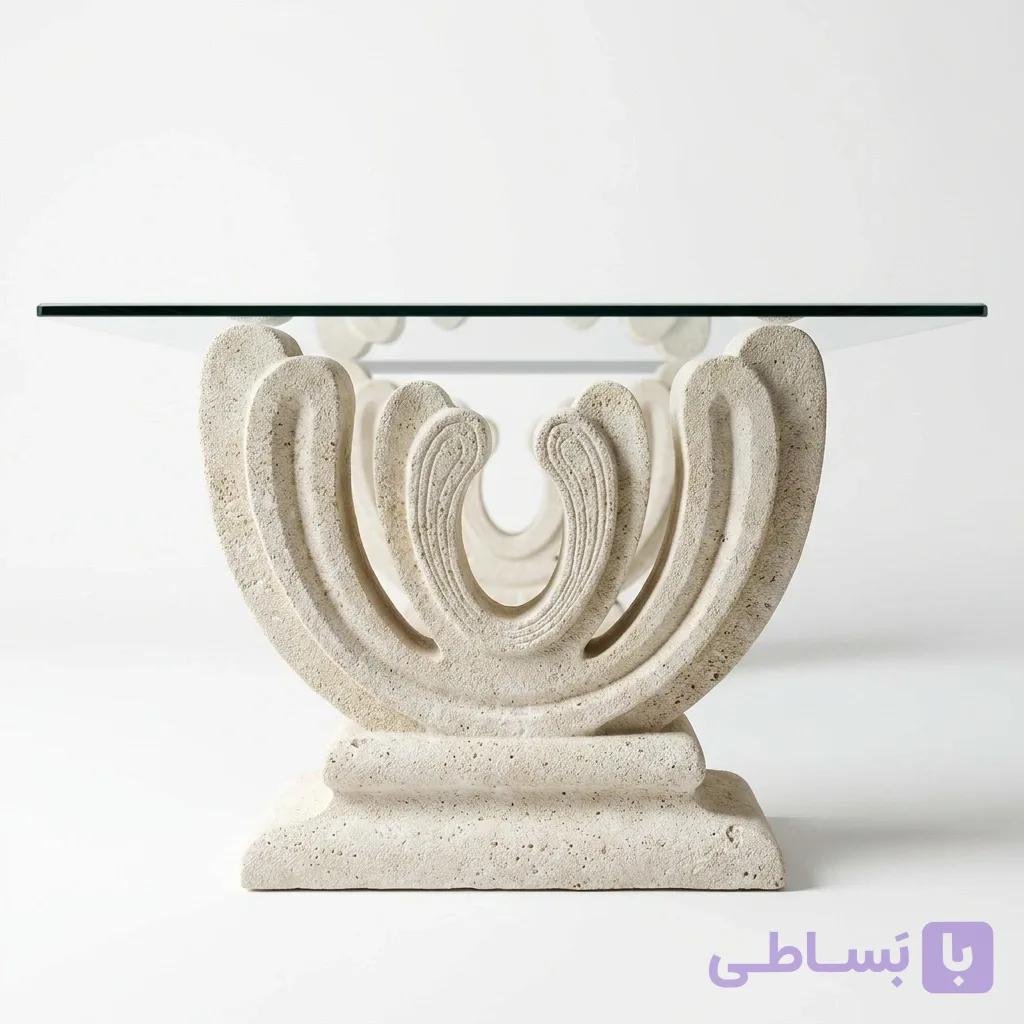 پایه میز سنگی دو تکه گل لاله