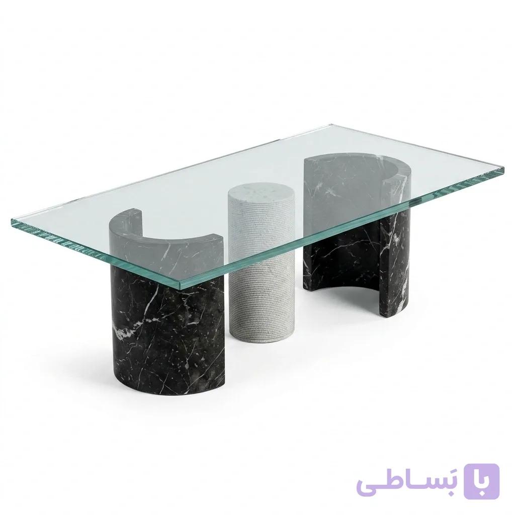 پایه میز سنگی سه تکه استوانه‌ای
