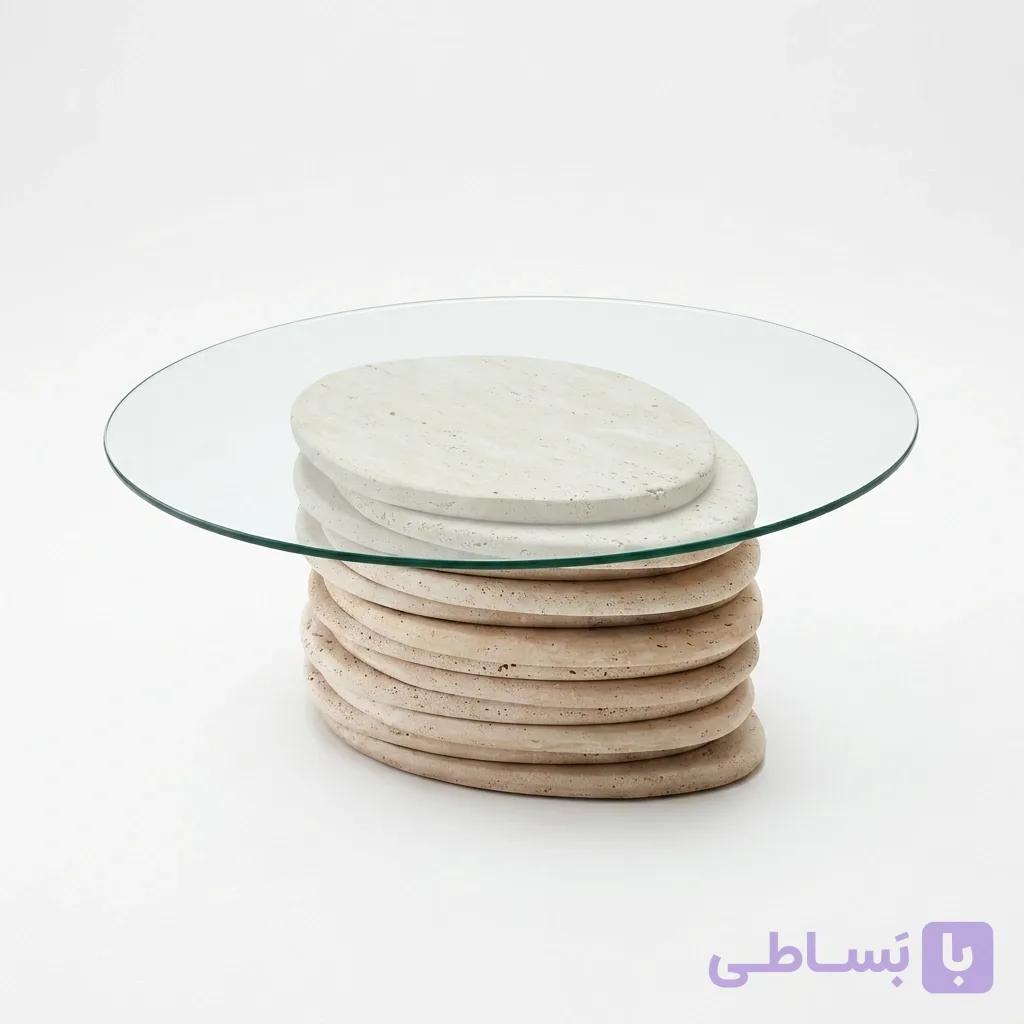پایه میز سنگی لایه لایه تراورتن