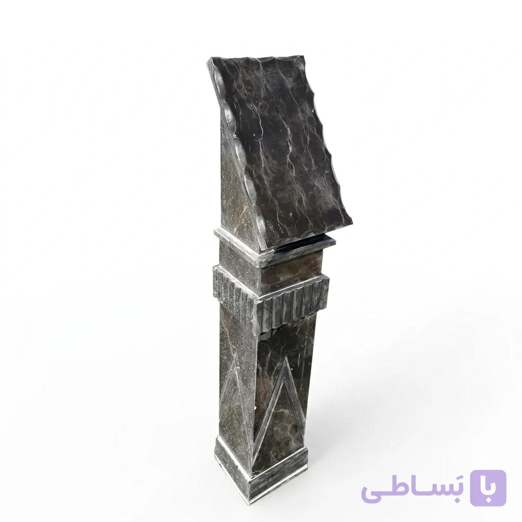 پایه آیفون سنگی مشکی رگه‌دار با ابزار هندسی