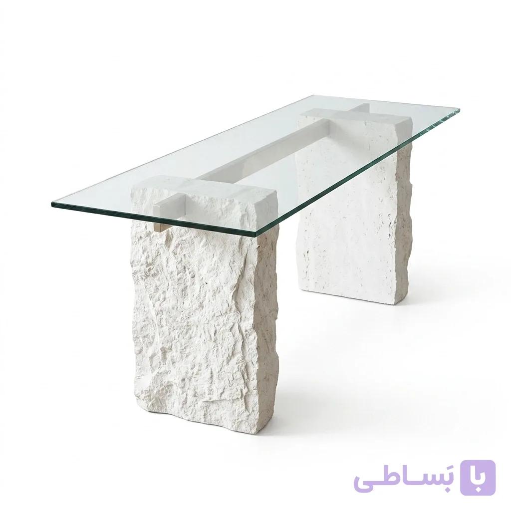 پایه میز سنگی مدرن با اتصالات استیل