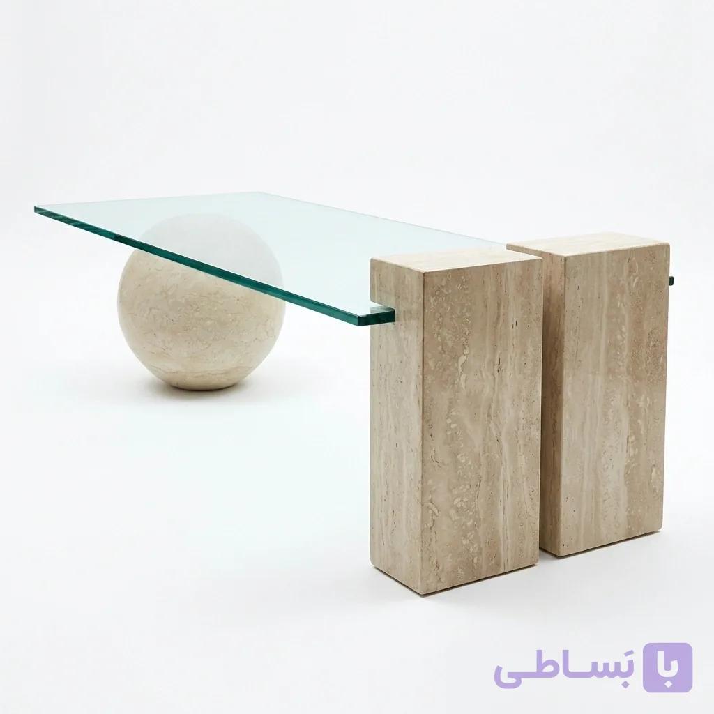 پایه میز سنگی طرح گوی و مکعب