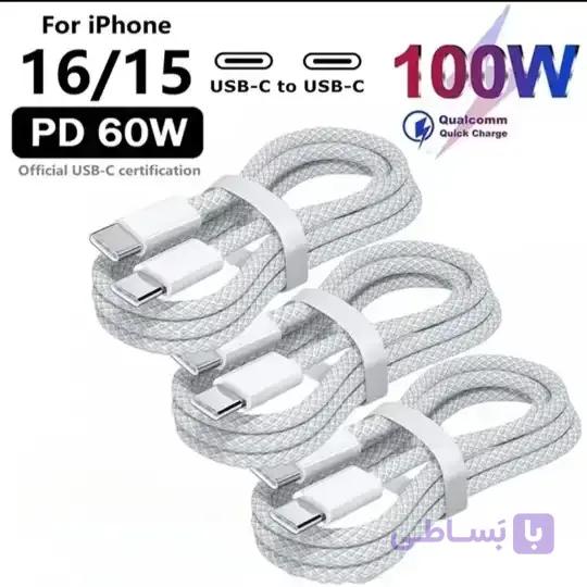 کابل فست شارژ ۱۰۰ وات Type-Cو PD W60 — تصویر 1