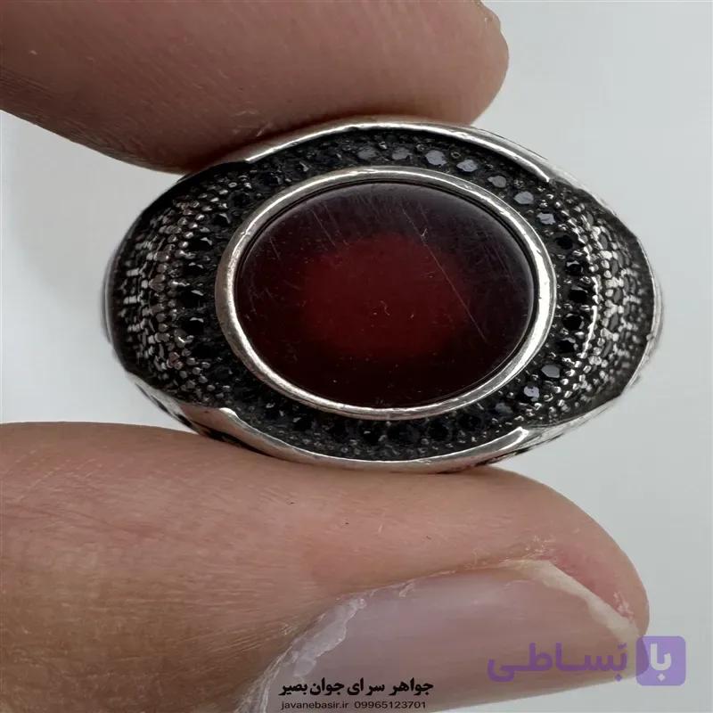 انگشتر نقره ۹۲۵ با نگین عقیق سرخ، طرح ترکیه‌ای — تصویر 1