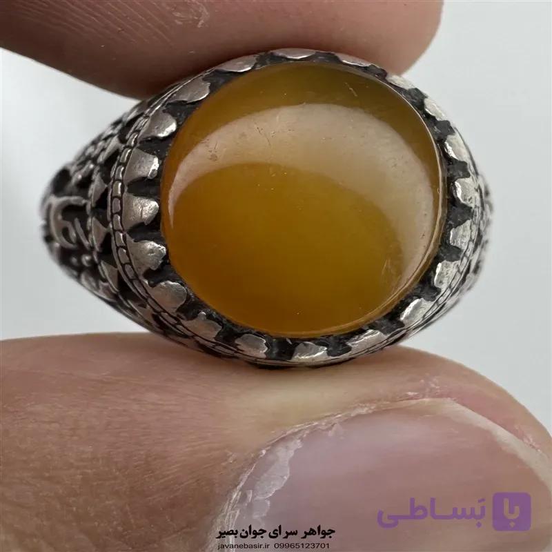 انگشتر عقیق سرخ یمنی با نقش سلیمانی و رکاب نقره دست‌ساز — تصویر 1