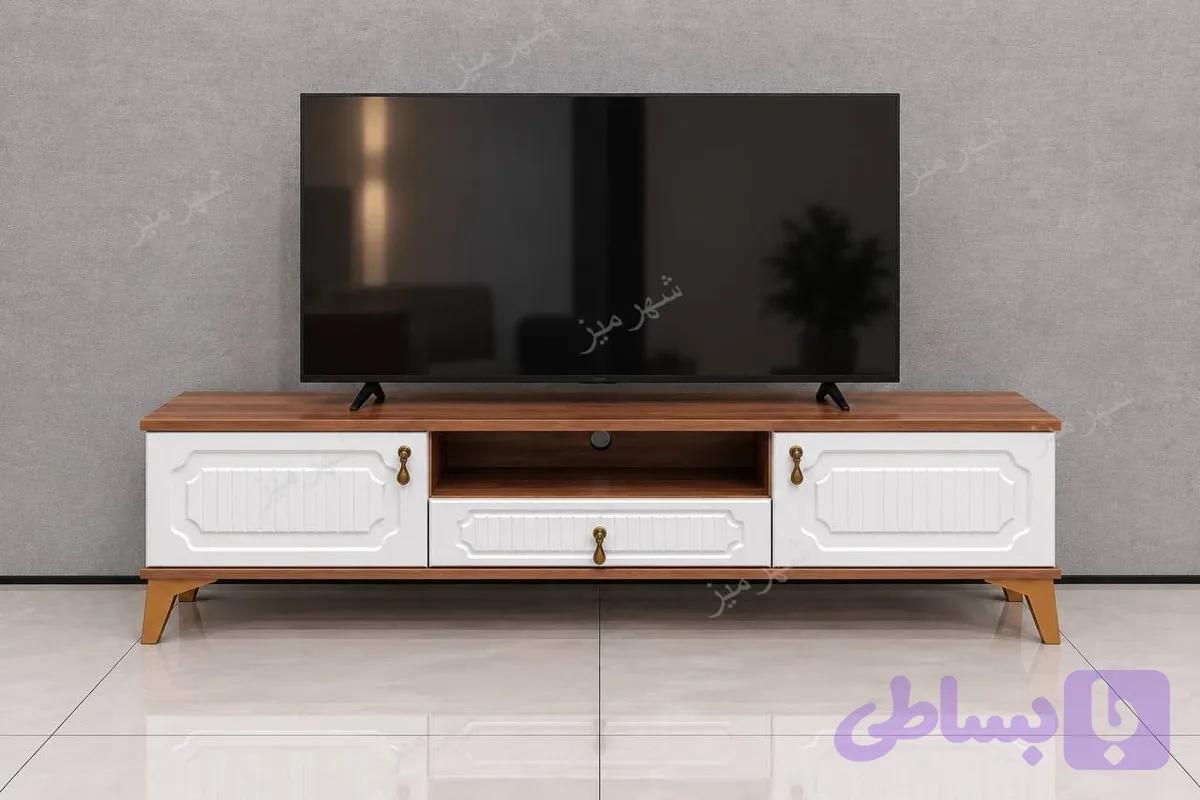 میز تلویزیون مدل 1020 سفید بلوط — تصویر 1