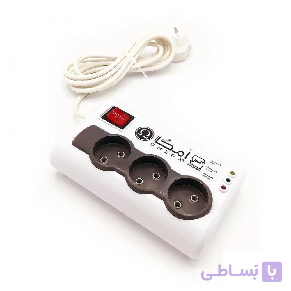 محافظ برق امگا 3 خانه 3 متری ارت دار یخچالی مدل P3100