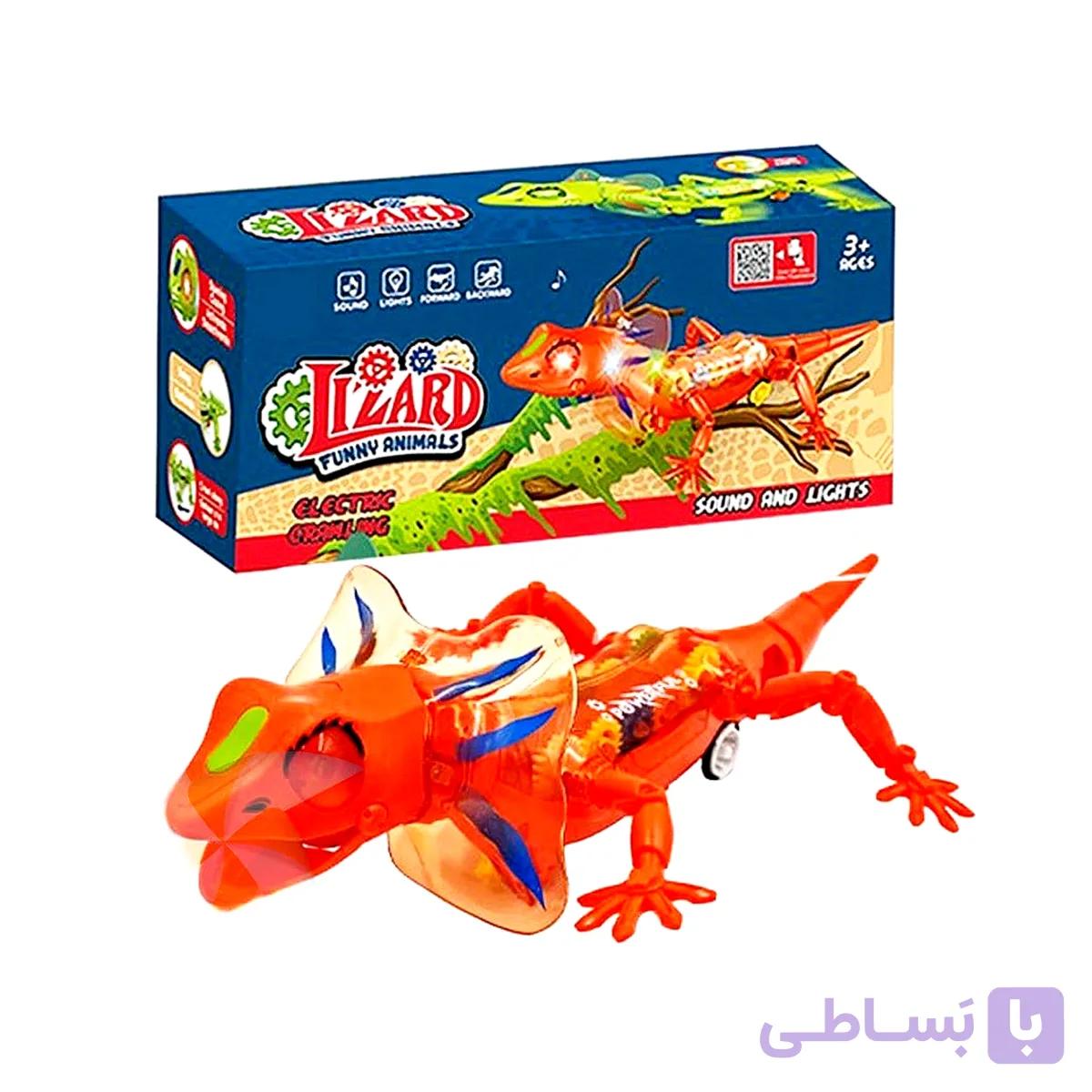 اسباب بازی مارمولک باتریخور چرخ دنده ای موزیکال چراغدار راهرو