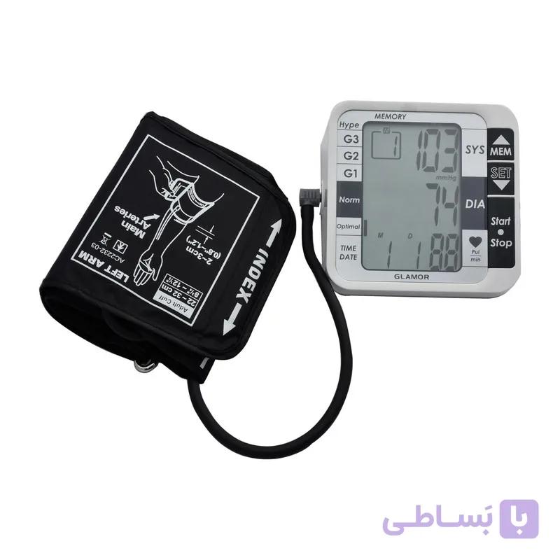 فشارسنج بازویی دیجیتال گلامور مدل TMB-1112 دو کاربره با حافظه 250 رکورد، تشخیص آریتمی، فناوری WMI، منبع انرژی برق و باتری، کاف فنری و ساده برای بازوی 22 تا 42 سانتی‌متر، نمایش میانگین نتایج و خاموشی خودکار