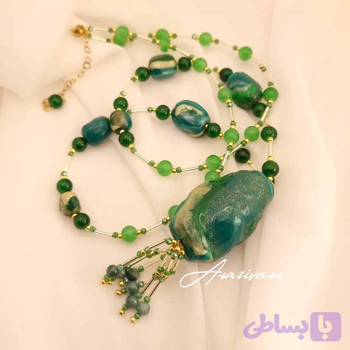 گردنبند رولباسی سبز (کد TD0PZ)