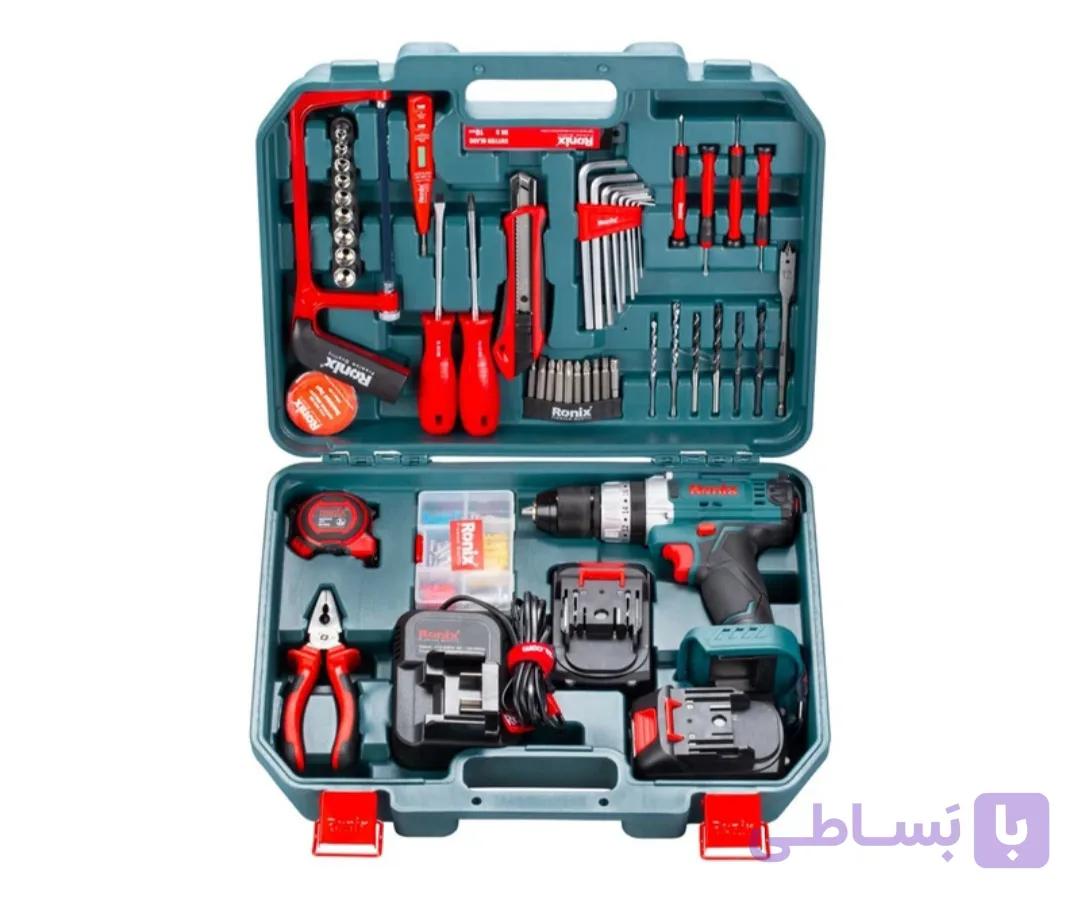 کیت دریل شارژی 20 ولت دو باتری 53 پارچه مدل 8620