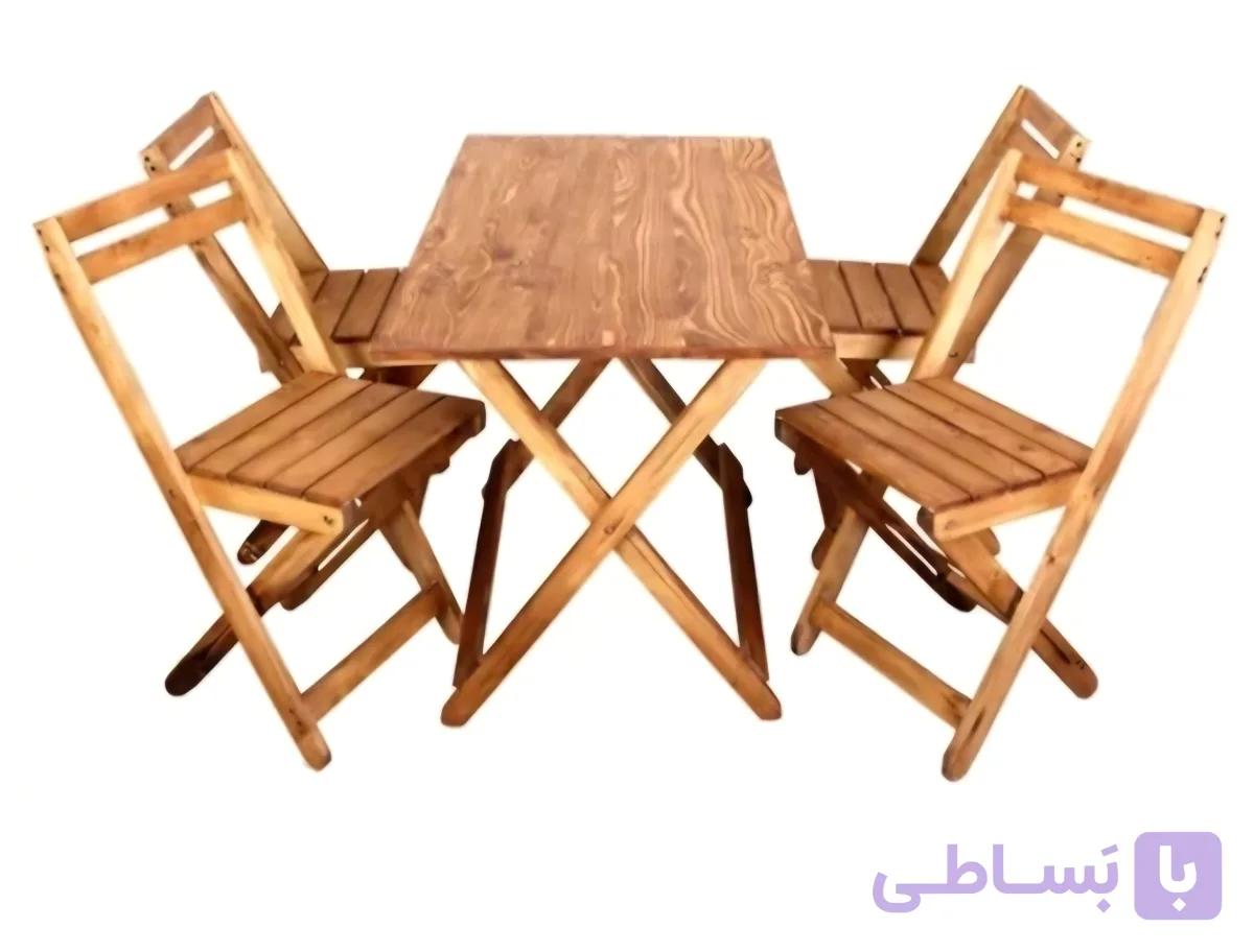 میزوصندلی چوبی تاشو 4نفره مدل نرده ای