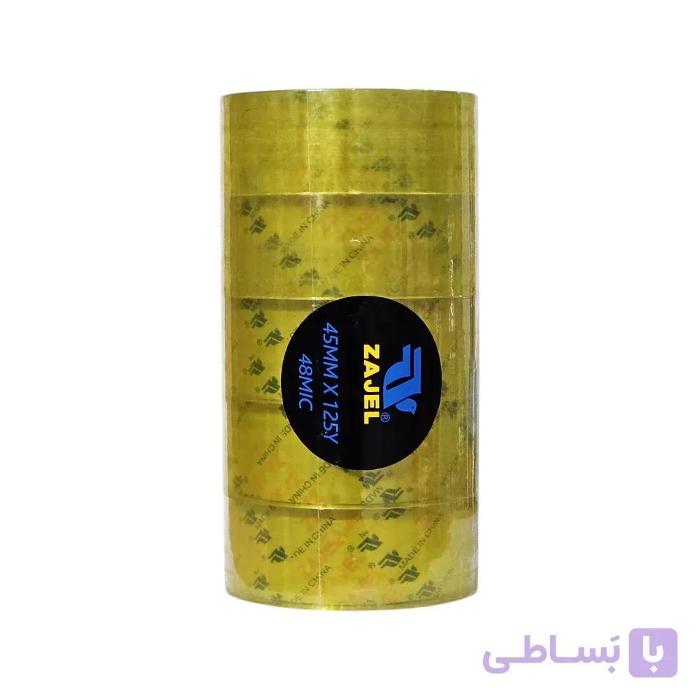 چسب پهن زاجل شفاف ۴.۵ سانتیمتر و ۱۲۵ یارد با ضخامت ۴۸ میکرون – بسته ۵ عددی — تصویر 1