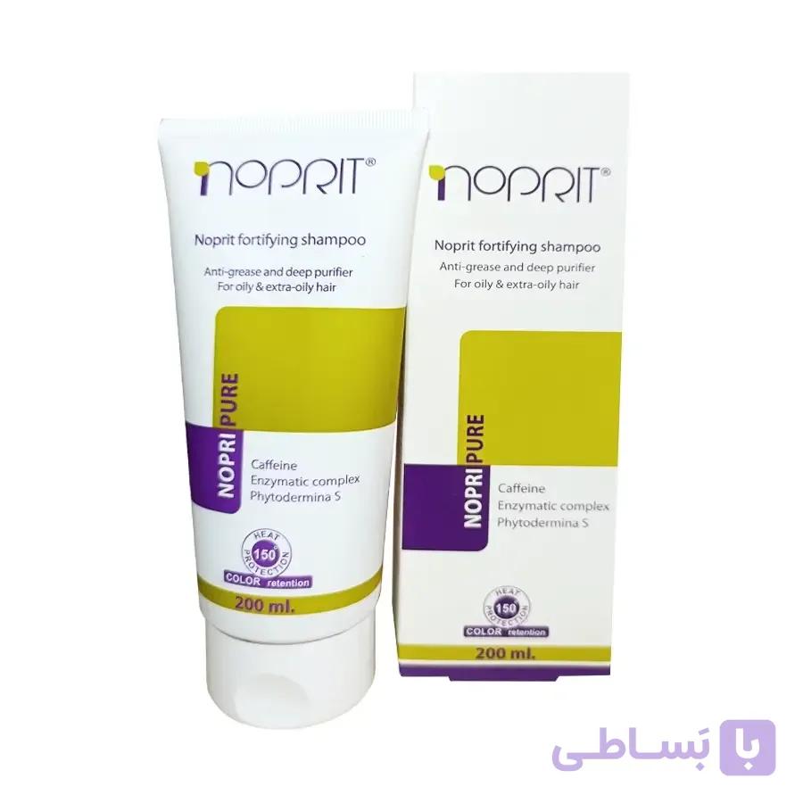 شامپو تقویت کننده نوپریت مدل نوپری پیور تثبیت کننده رنگ مو رفع چربی و بوی بد پوست سر مناسب موهای چرب و خیلی چرب 200 میلی لیتر