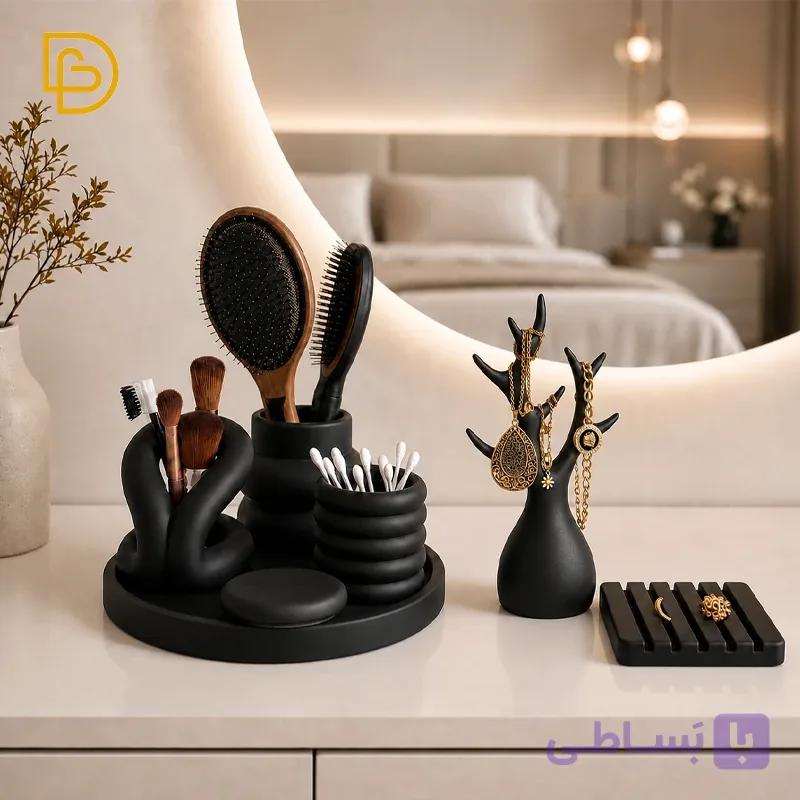 استند و نظم دهنده آرایشی 6 تکه قهوه ای — تصویر 1