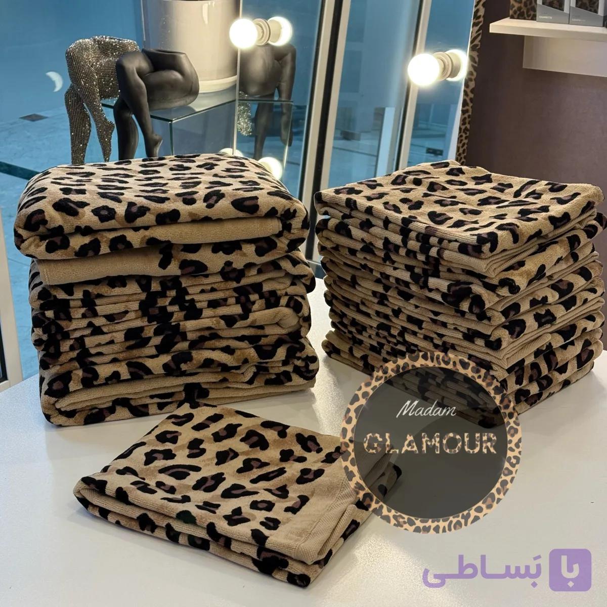 حوله نخ پنبه استخری طرح پلنگی ۱۳۰*۷۰ — تصویر 1