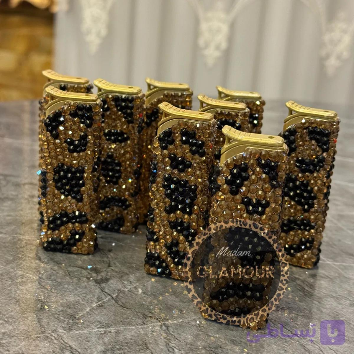 فندک نگین دار طرح پلنگی — تصویر 1