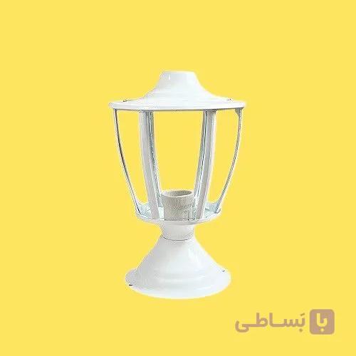 چراغ حیاطی سردری کلاسیک فلزی سفید — تصویر 1