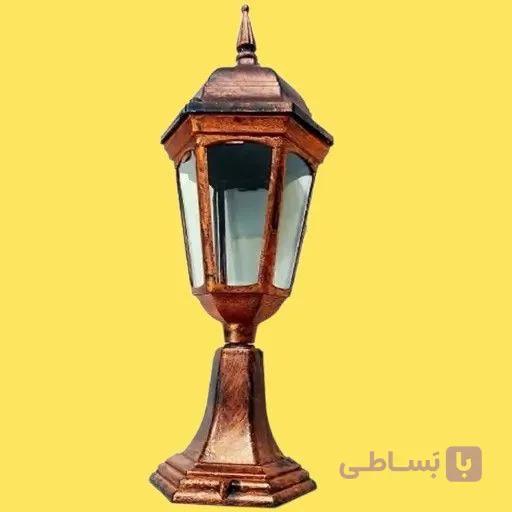 چراغ حیاطی سردری پلاستیکی مدل رومی مسی — تصویر 1