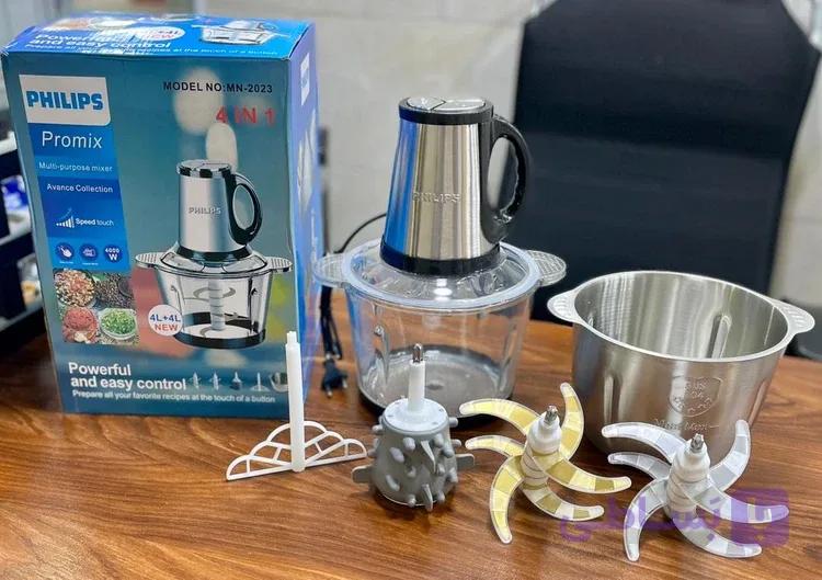 خردکن برقی ۴ لیتری فیلیپس Promix مدل MN-2023 | موتور 4000 وات | 4 کاره