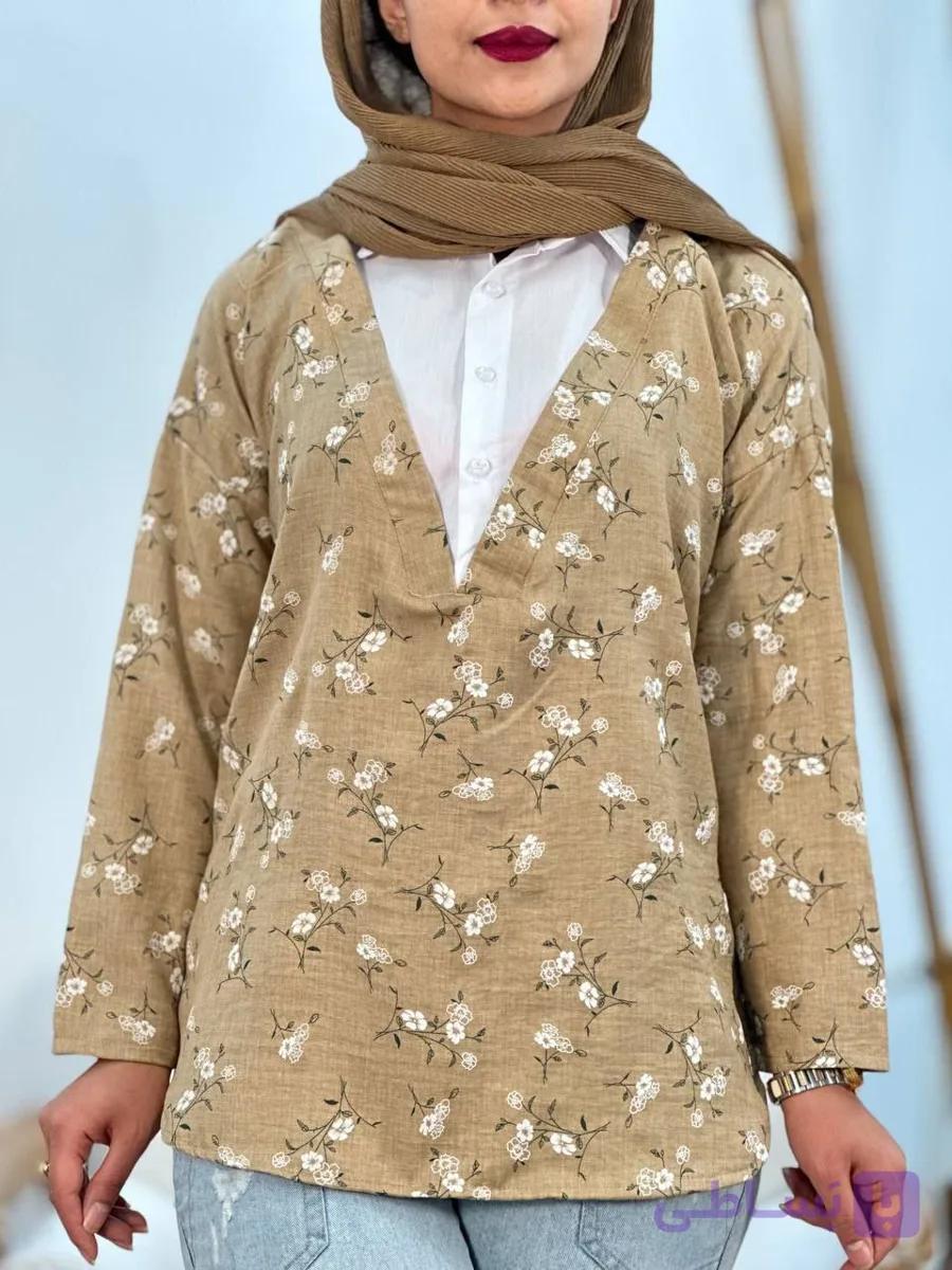 شومیز جلو بسته گلریز زنانه