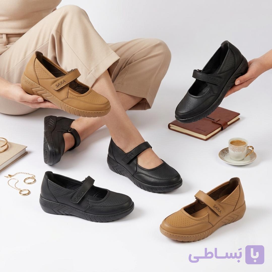 کفش طبی زنانه مدل سارا (طرح چسبی مری‌جين، تنفس‌پذیر و زیره طبی آنتی‌شوک) — تصویر 1