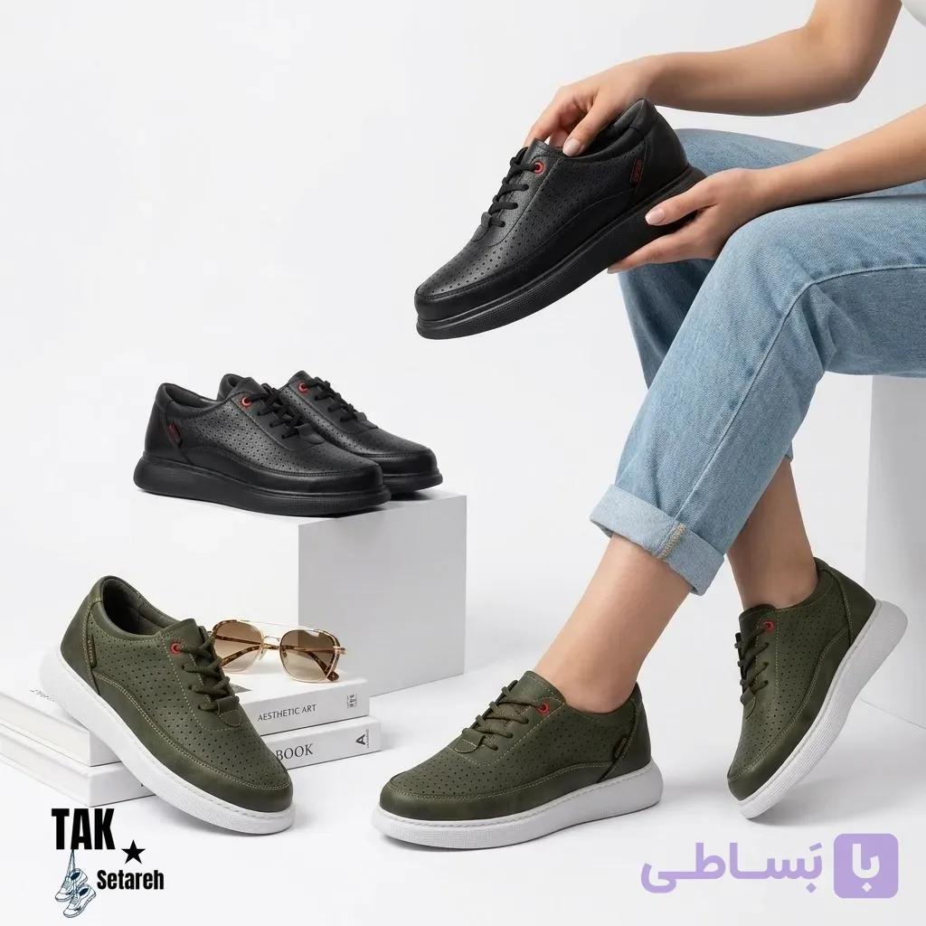 کالج طبی زنانه مدل بندی (طراحی ارگونومیک روزمره، رویه چرم صنعتی زیره طبی لژدار و دوردوخت کامل) — تصویر 1