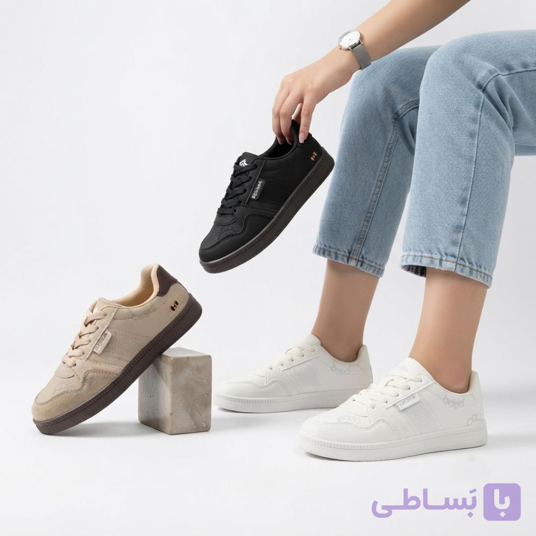 کتونی دخترانه مدل تیام (طرح ونس لژدار با تکه‌دوزی اشبالت و زیره آنتی-اسلیپ) — تصویر 1