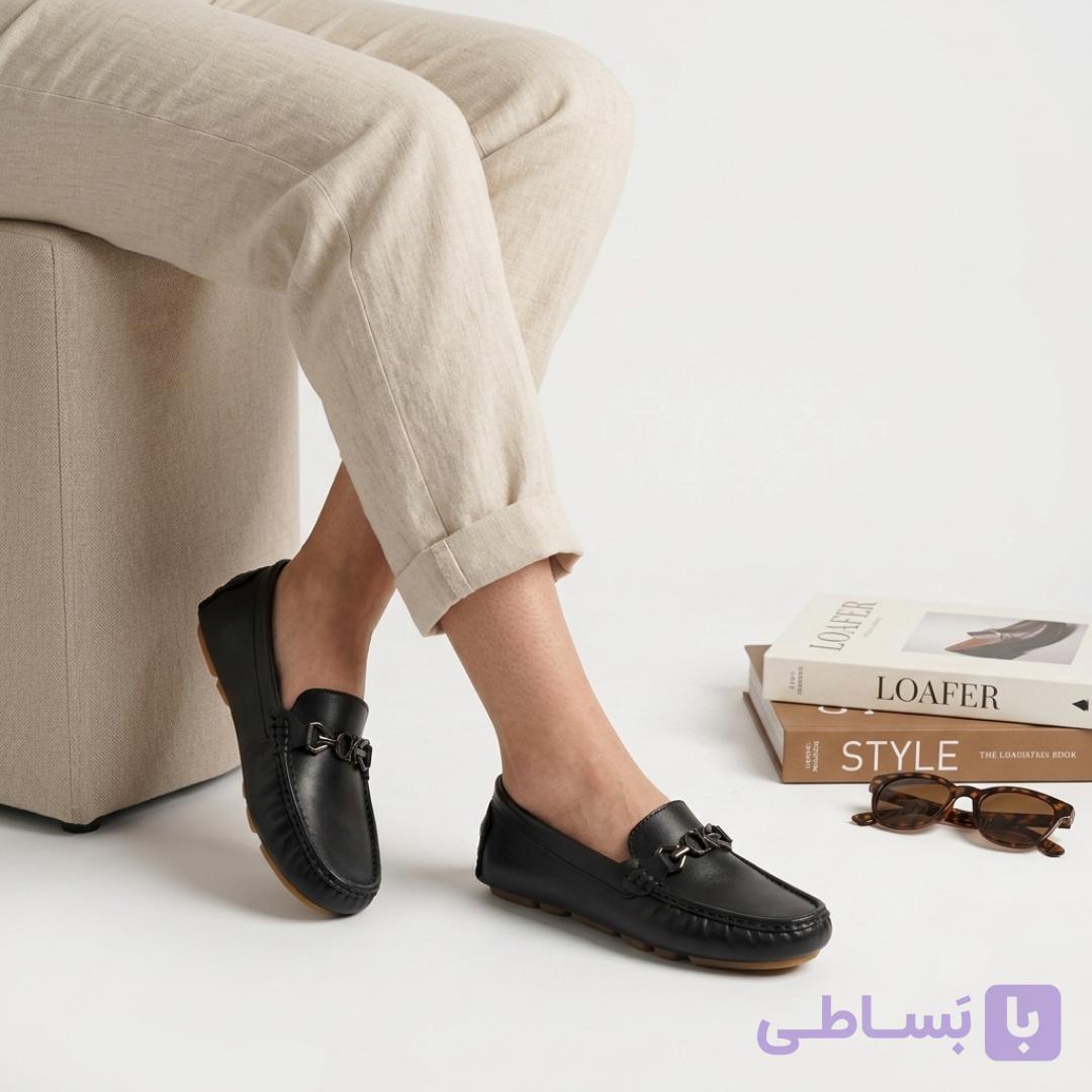 کفش کالج زنانه مدل مانیا با رویه چرم صنعتی و زیره PVC — تصویر 1