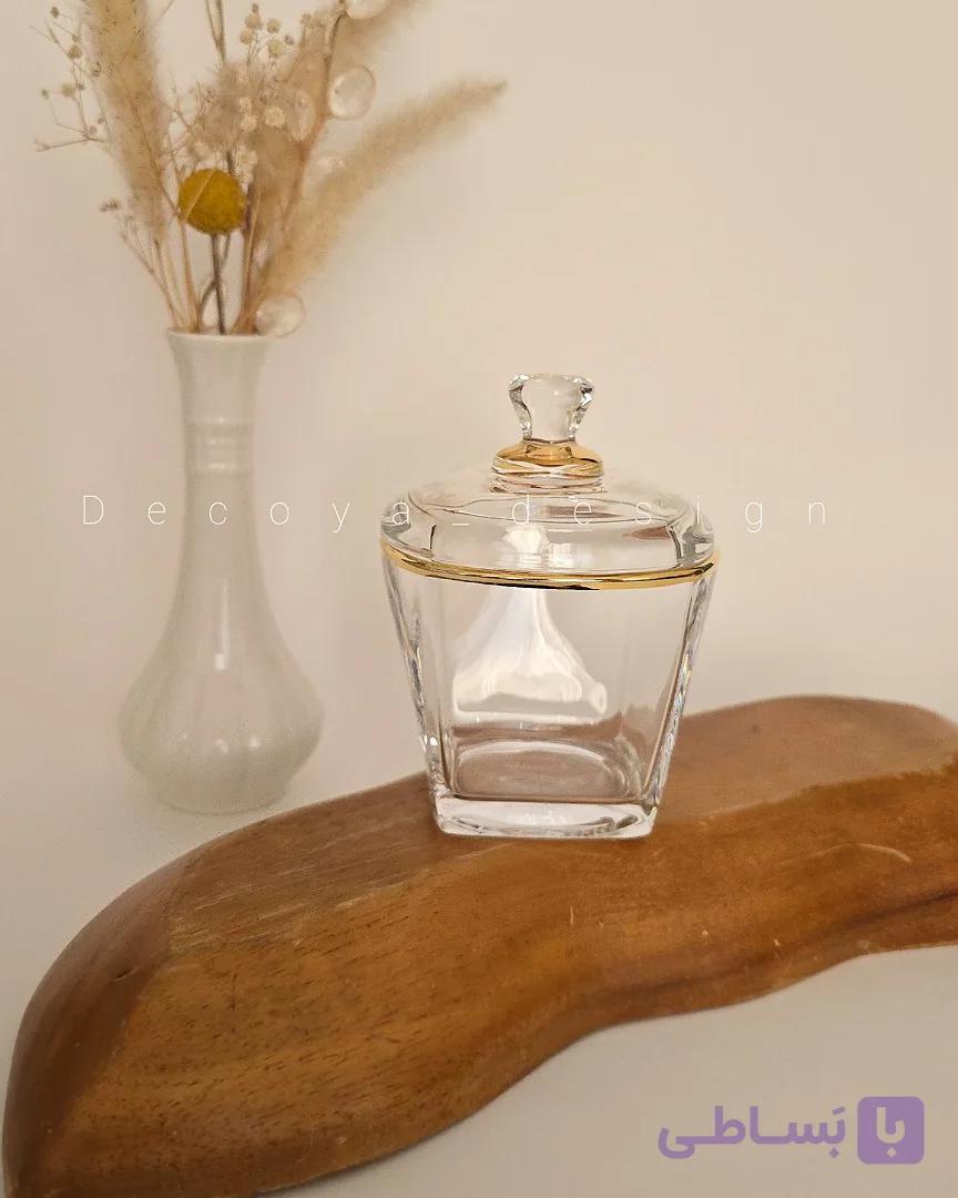 قندان استرلینگ گلدار لب طلایی