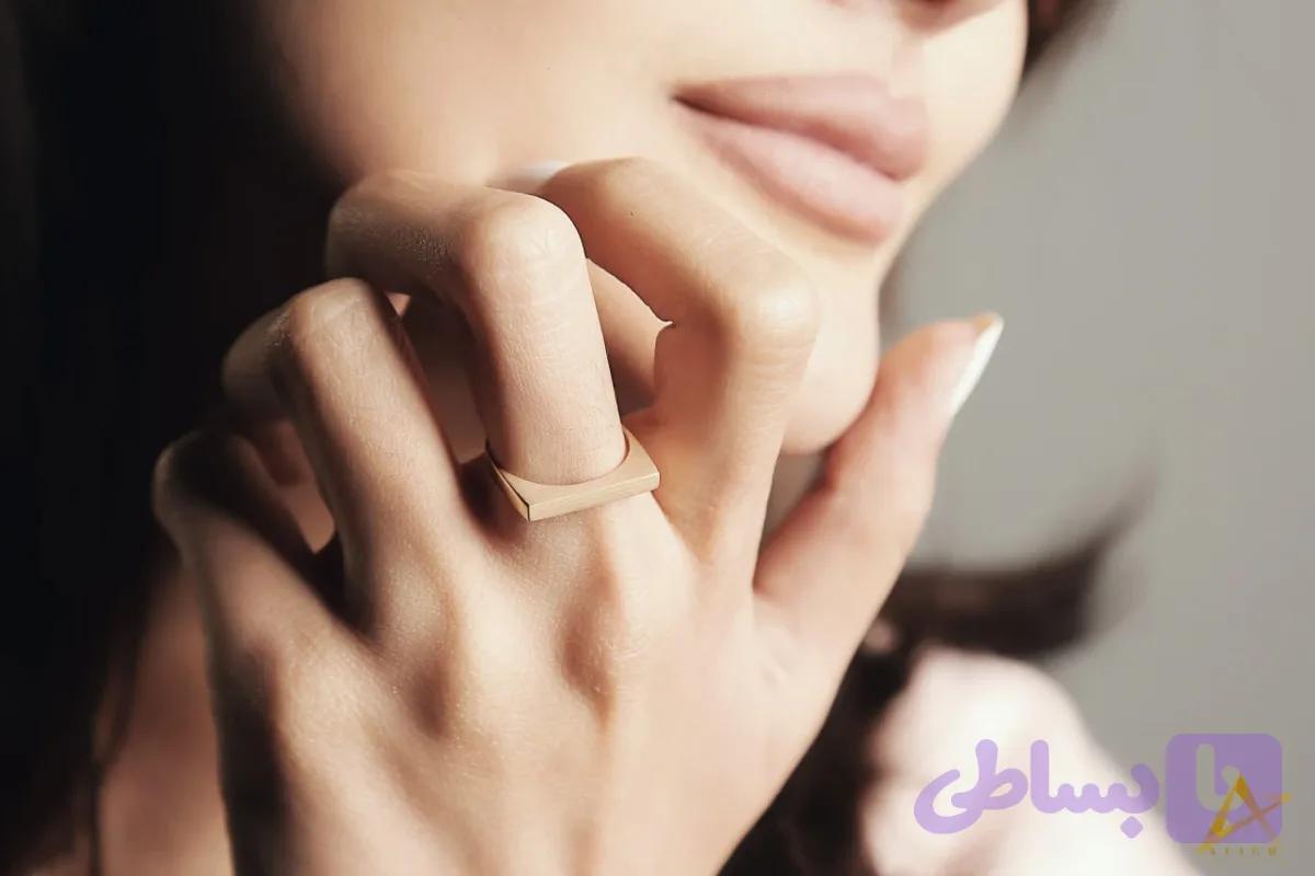 انگشتر مستطیلی طلا زنانه مات